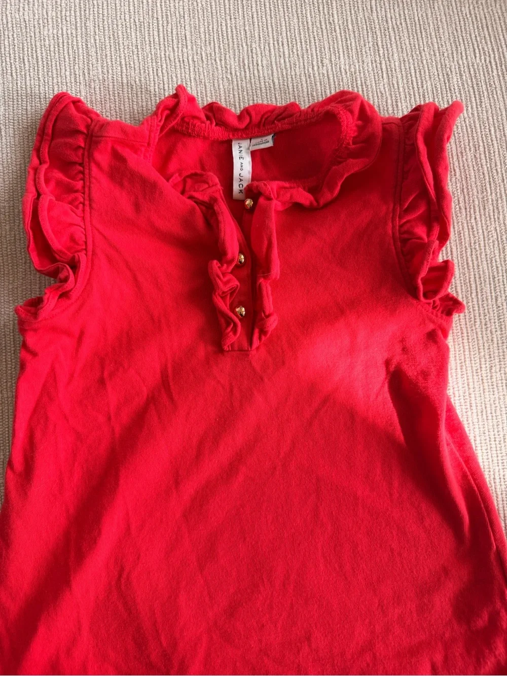 Bundle of Girls Ruffle V-Neck Tank Tops - Pink & Red with gold buttons 6